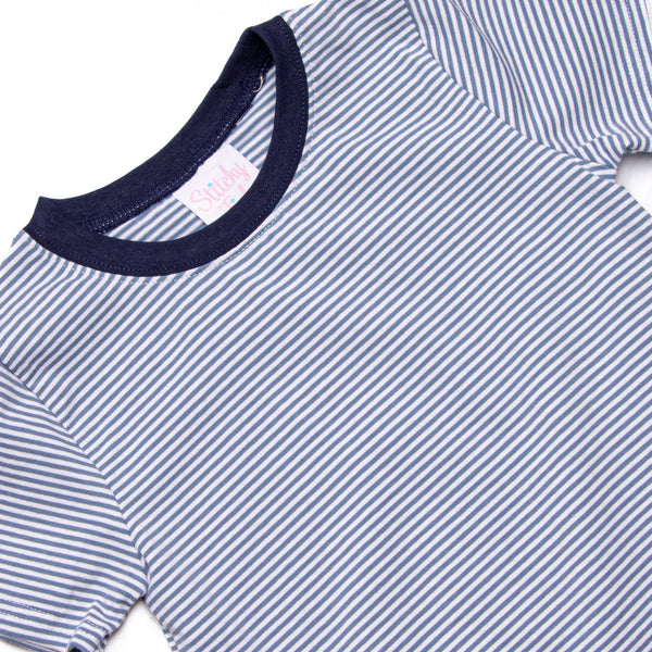 Charles Short Set, Navy and Slate Blue Stripe