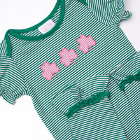 Lucky Trio Applique Romper, Green