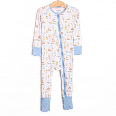  This zippy is made of the extremely soft, stretchy bamboo viscose fabric that feels like butter and features a birthday print. 