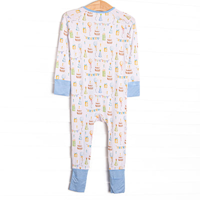 Party's Just Begun Bamboo Zippy Pajama, Blue