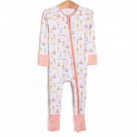  This zippy is made of the extremely soft, stretchy bamboo viscose fabric that feels like butter and features a birthday print. 