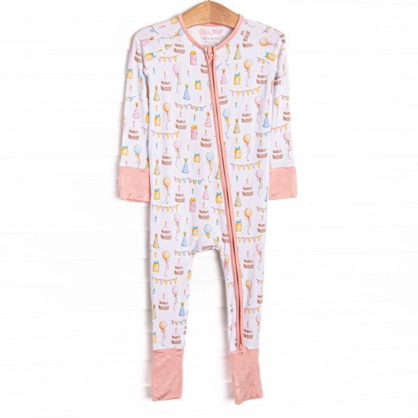  This zippy is made of the extremely soft, stretchy bamboo viscose fabric that feels like butter and features a birthday print. 