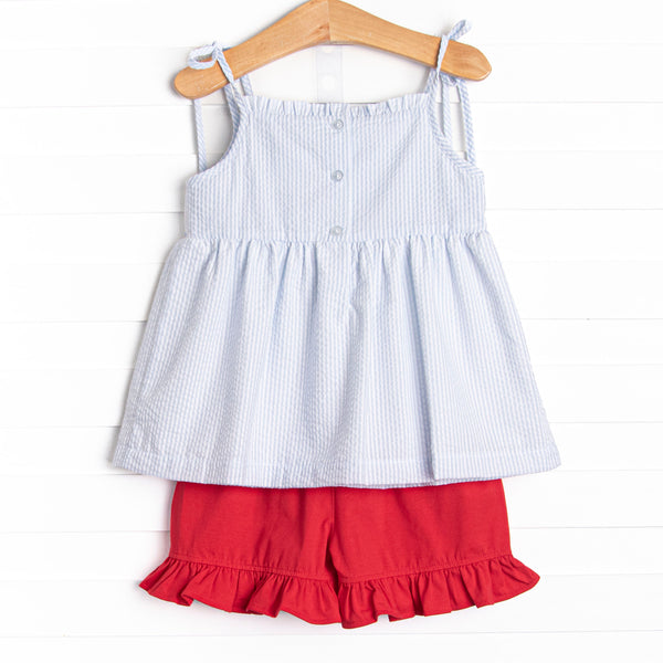 Wag and Wave Smocked Short Set, Blue