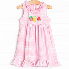 Spring Snacks Applique Dress, Pink