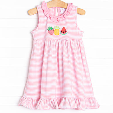 Spring Snacks Applique Dress, Pink