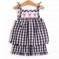 Summer Streamers Smocked Ruffle Short Set, Navy