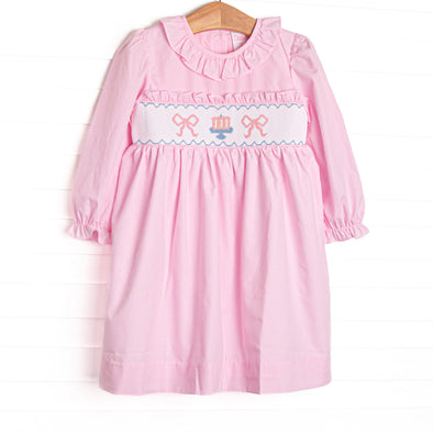 Happy Birthday Bows Smocked Long Sleeve Dress, Pink Gingham – Stitchy Fish