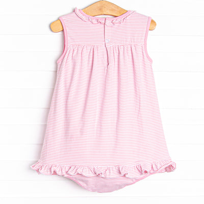 Spikey-saurus Applique Skirted Bubble, Pink