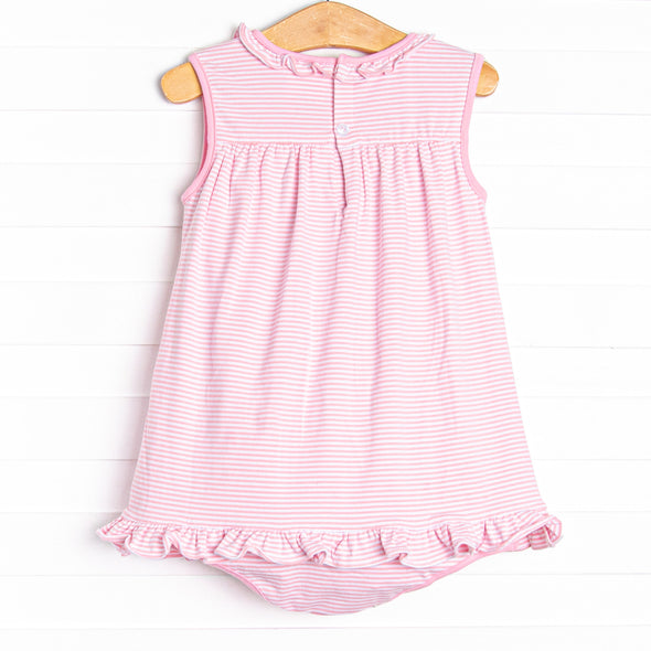 Spikey-saurus Applique Skirted Bubble, Pink