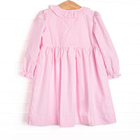 Happy Birthday Bows Smocked Long Sleeve Dress, Pink Gingham