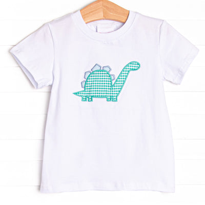 Spikey-saurus Applique Top, White