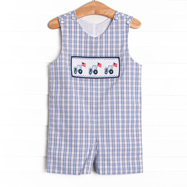 Farming Freedom Smocked Jon Jon, Blue