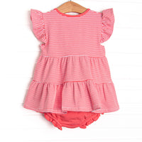 Penny Flutter Sleeve Diaper Set, Strawberry Pink Stripe