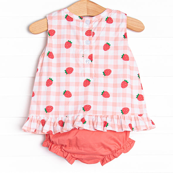 Strawberry Picnic Diaper Set, Pink