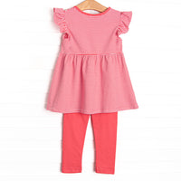 Calla Legging Set, Strawberry Pink Stripe