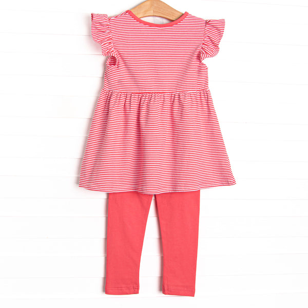 Calla Legging Set, Strawberry Pink Stripe