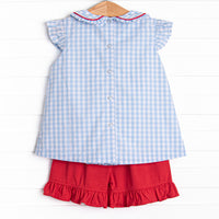 Sea to Shining Sea Smocked Ruffle Short Set, Blue