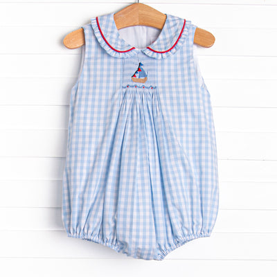 Sea to Shining Sea Smocked Girl Bubble, Blue