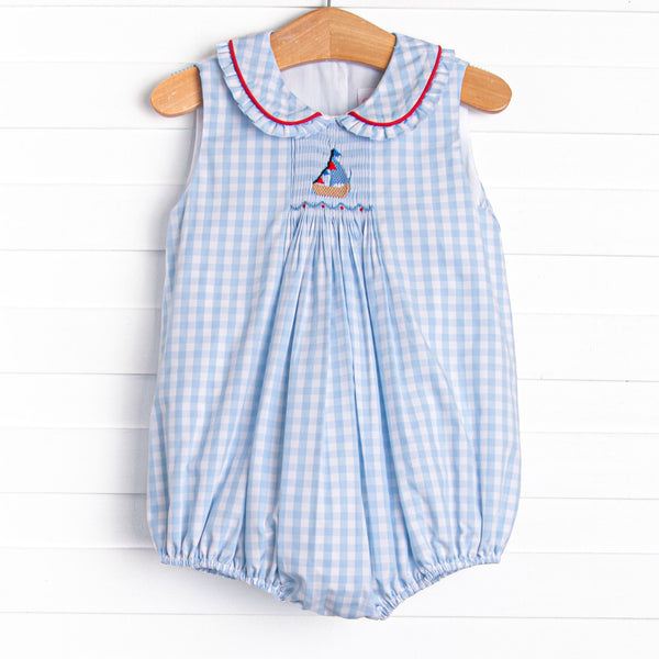 Sea to Shining Sea Smocked Girl Bubble, Blue