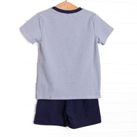Charles Short Set, Navy and Slate Blue Stripe