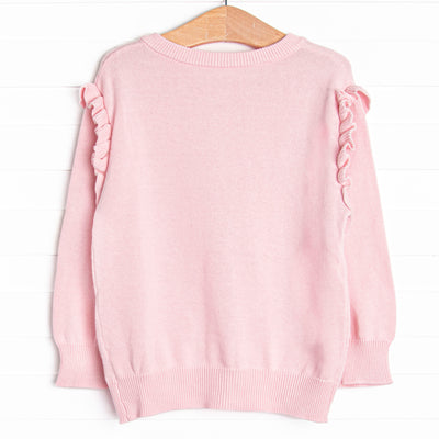 Button-Up Flutter Sleeve Sweater, Pink