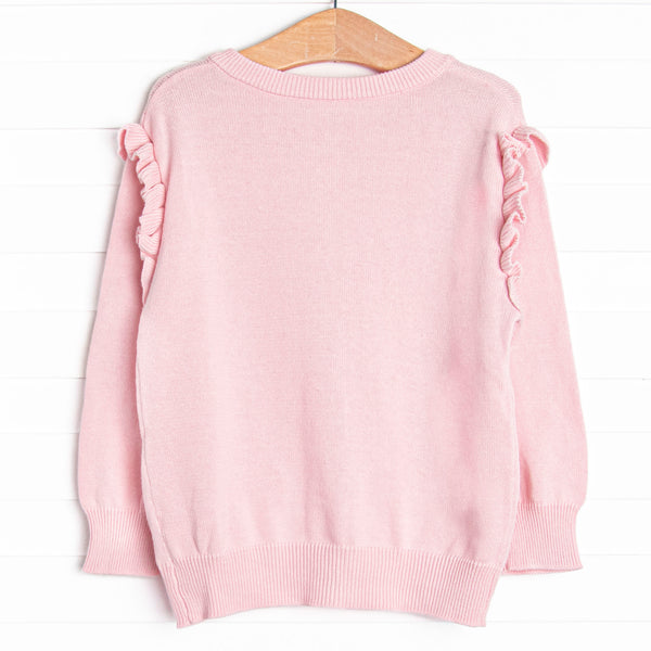Button-Up Flutter Sleeve Sweater, Pink