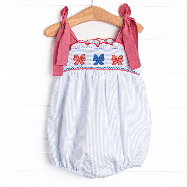 Liberty Bell Bows Smocked Bubble, Blue