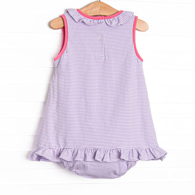 Hannah Skirted Bubble, Pink and Purple Stripe