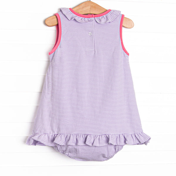 Hannah Skirted Bubble, Pink and Purple Stripe