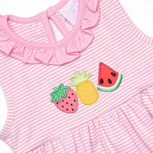 Spring Snacks Applique Dress, Pink