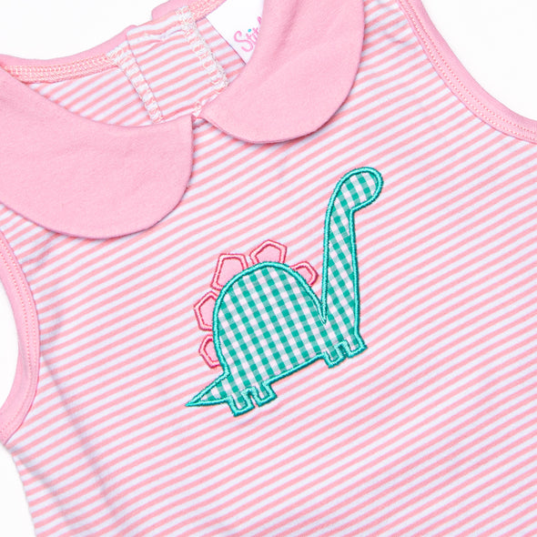 Spikey-saurus Applique Short Set, Pink