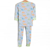 Roar and Snore Bamboo Pajama Set, Blue