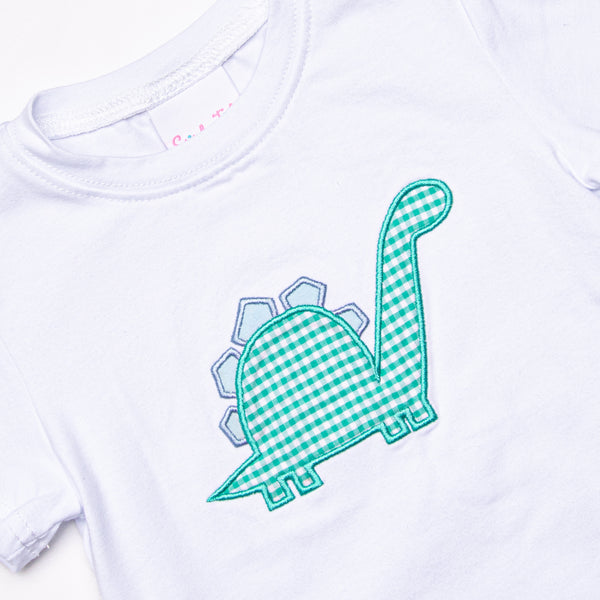 Spikey-saurus Applique Top, White