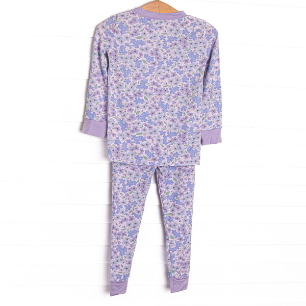 Purple Petals Bamboo Pajama Set, Purple