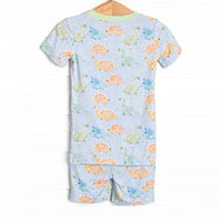 Roar and Snore Bamboo Pajama Short Set, Blue