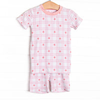 This set is made of the extremely soft, stretchy bamboo viscose fabric that feels like butter and features a pink floral print.