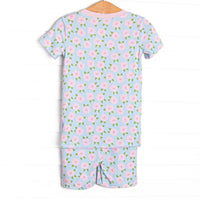 Blue Skies and Blooms Bamboo Pajama Short Set, Blue