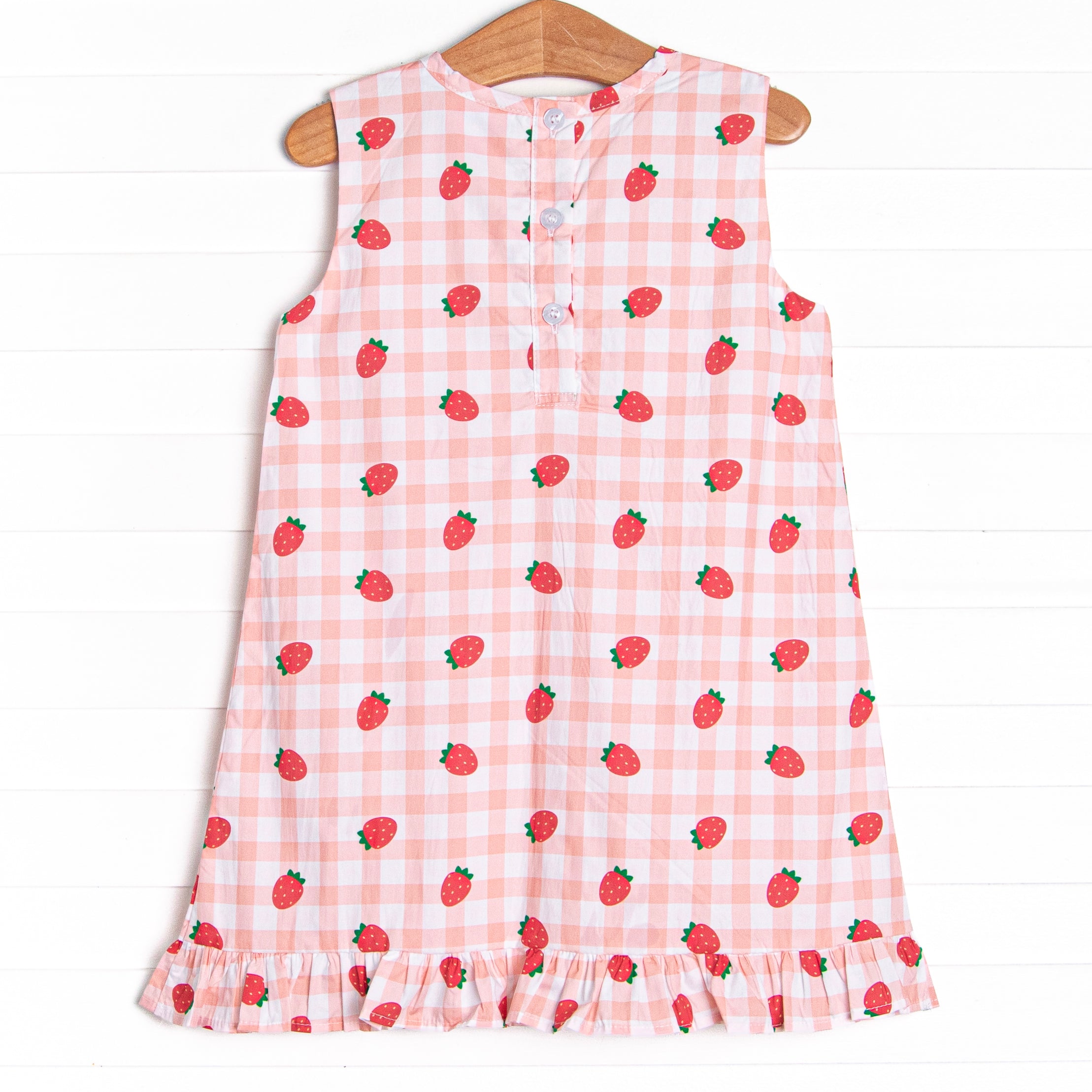 red plaid dress amazon Girl's Strawberry Picnic Dress in Pink size 8