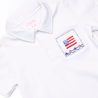 Pledge Allegiance Plaid Smocked Short Set, Blue