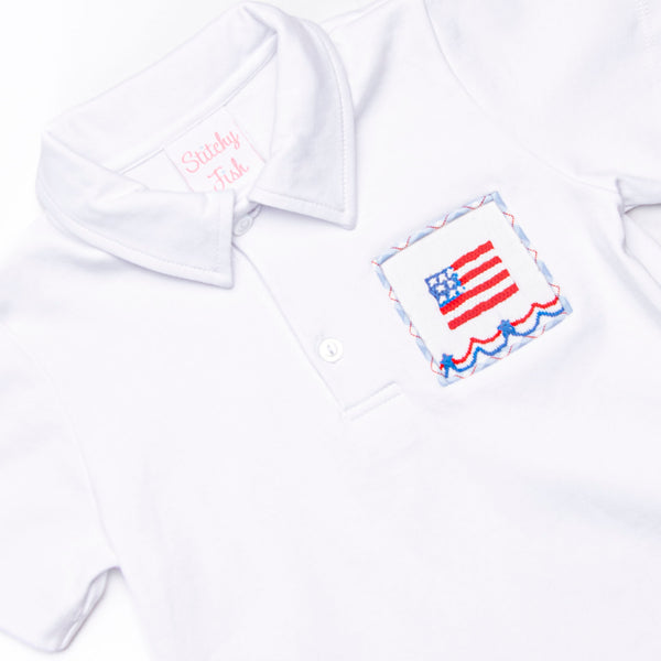 Pledge Allegiance Plaid Smocked Short Set, Blue