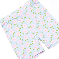 Blue Skies and Blooms Bamboo Pajama Short Set, Blue
