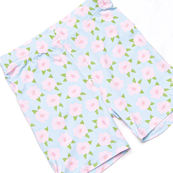 Blue Skies and Blooms Bamboo Pajama Short Set, Blue