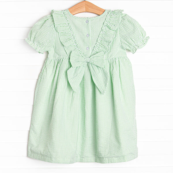 Sally Skipper Dress, Green Seersucker