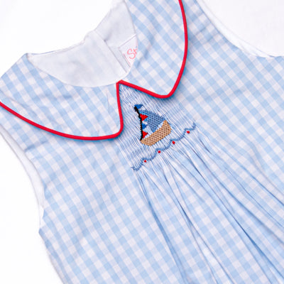 Sea to Shining Sea Smocked Boy Bubble, Blue