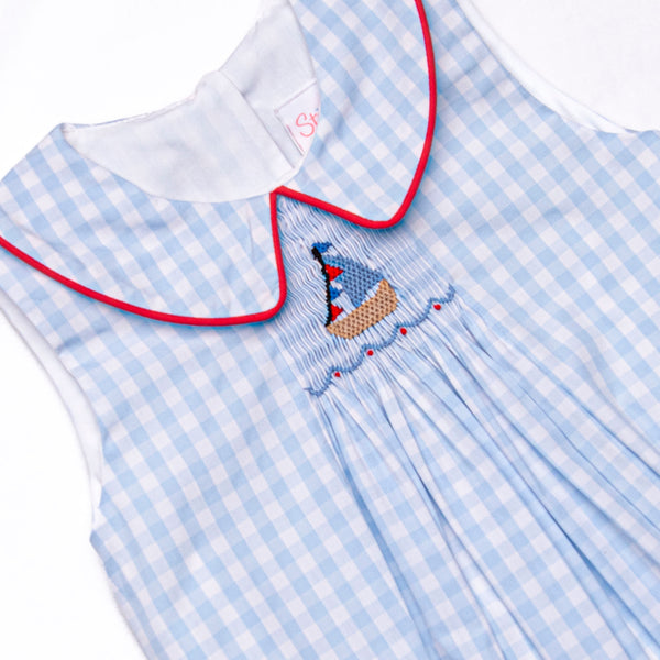 Sea to Shining Sea Smocked Boy Bubble, Blue