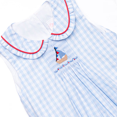 Sea to Shining Sea Smocked Girl Bubble, Blue