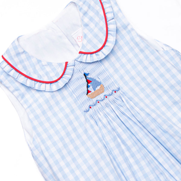 Sea to Shining Sea Smocked Girl Bubble, Blue