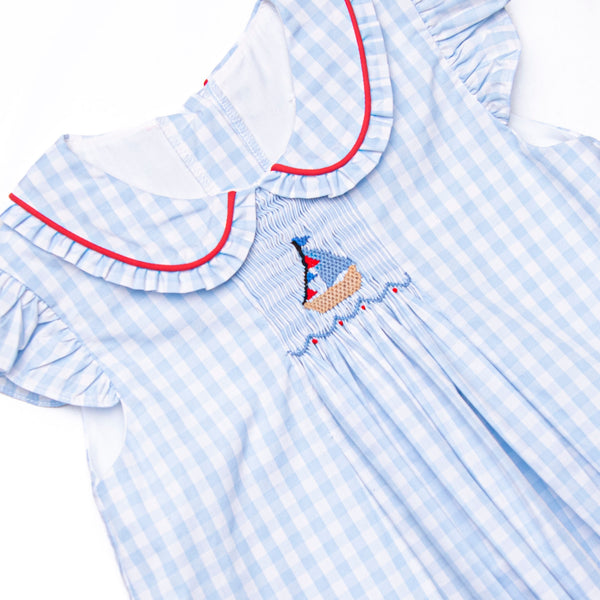 Sea to Shining Sea Smocked Ruffle Short Set, Blue
