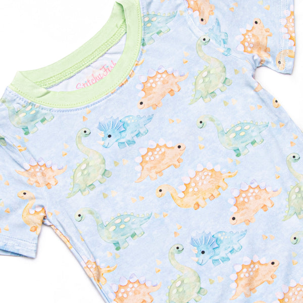 Roar and Snore Bamboo Pajama Short Set, Blue