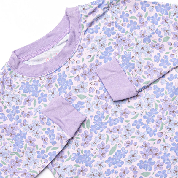 Purple Petals Bamboo Pajama Set, Purple